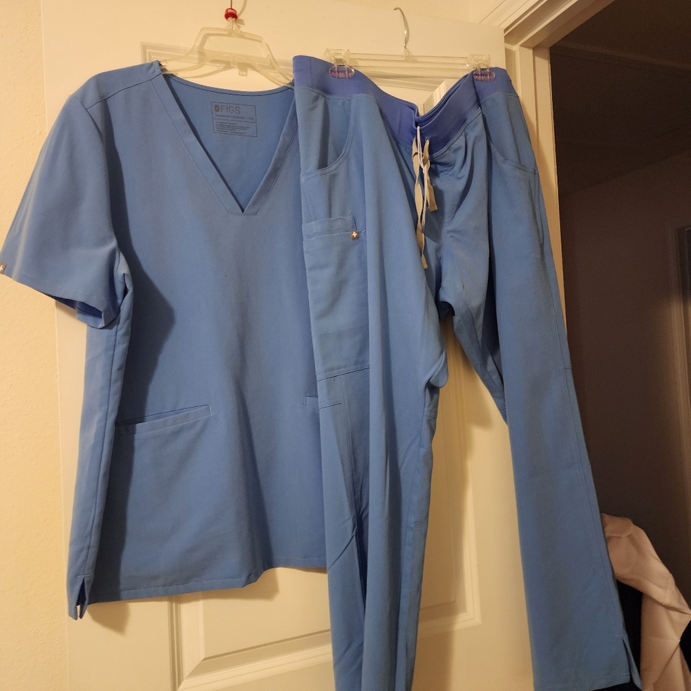 Figs Ceil Blue Scrub Set 2X